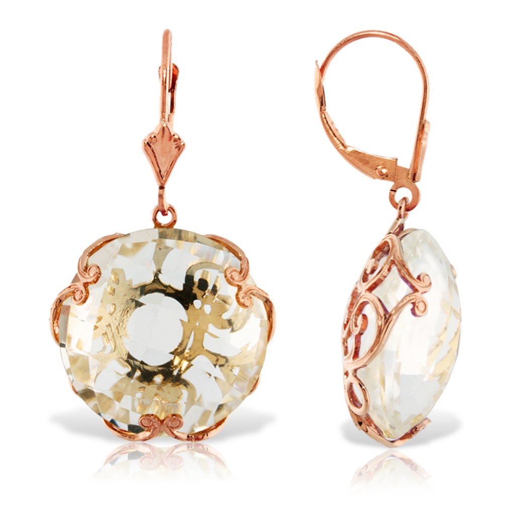 Earring With Checkerboard Cut Round White Topaz 2310$